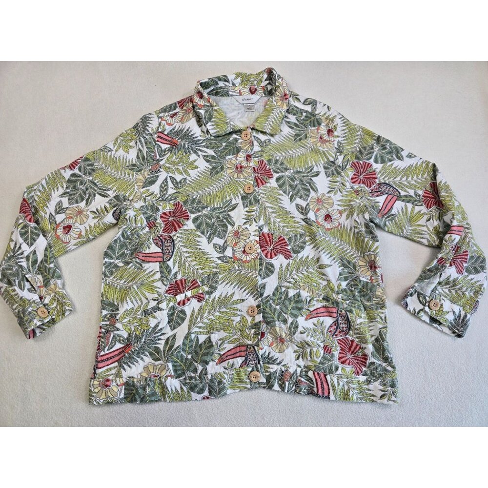 Tropical Leaf & Floral Print Blouse X CJ Banks Linen Blend